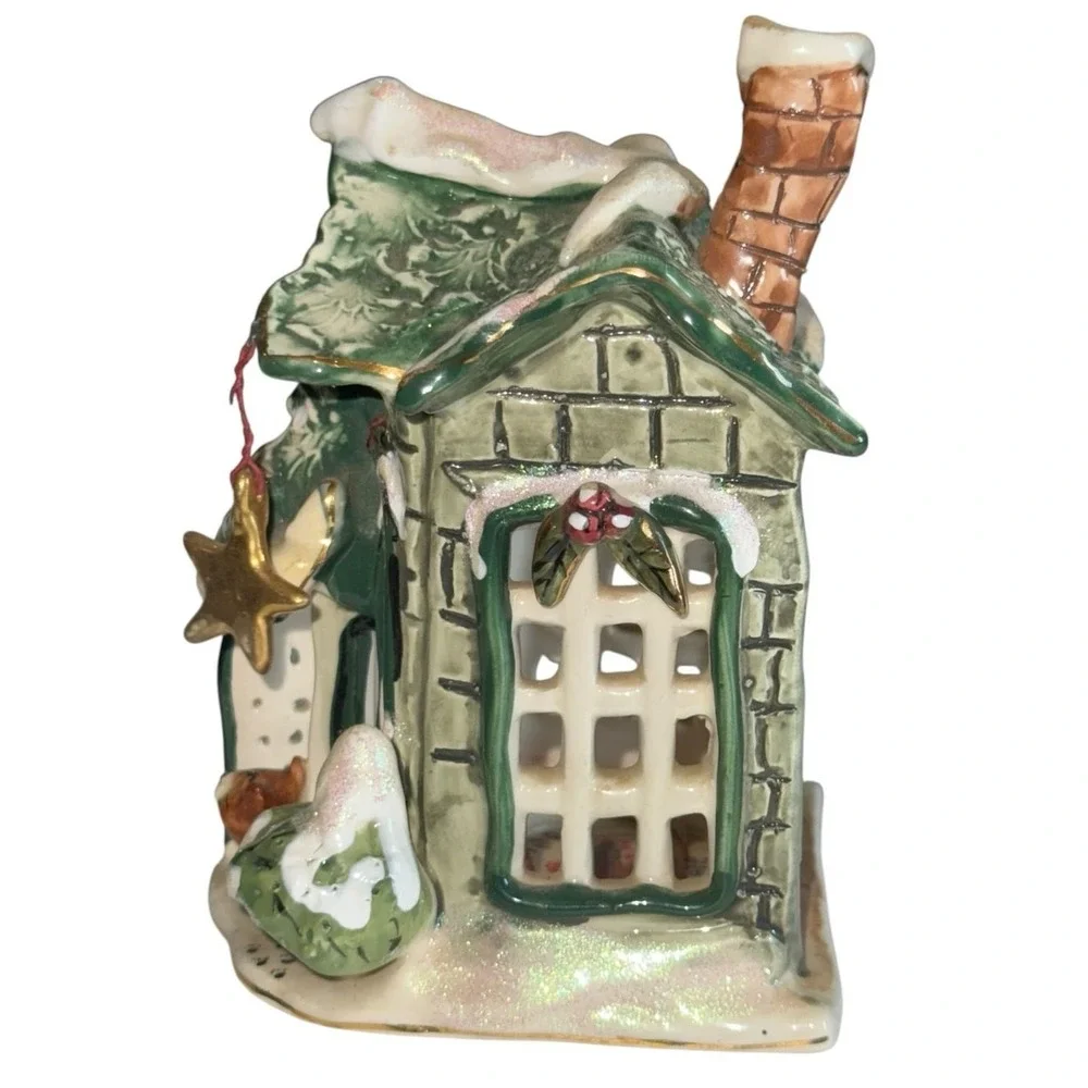 Blue Sky Clayworks Christmas House‎ Tealight Holder Welcome Home Cottage